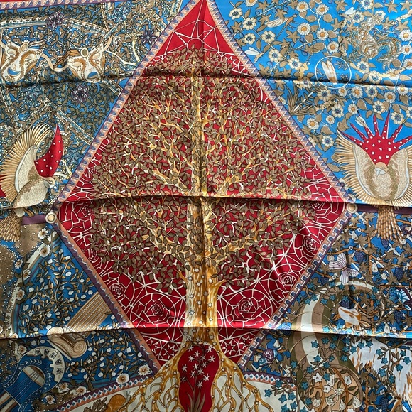 Red Silk-like Scarf - Picture 2 of 7